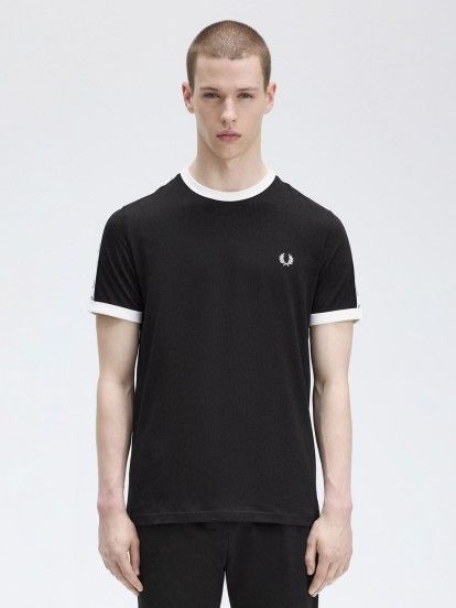 Fred Perry Taped Ringer Black and White T-shirt