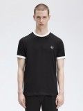 T-shirt Fred Perry Taped Ringer Preta e Branca