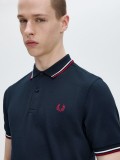 Polo Fred Perry M3600 Twin Tipped Azul e Vermelho