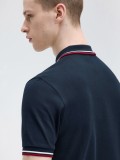 Polo Fred Perry M3600 Twin Tipped Azul e Vermelho