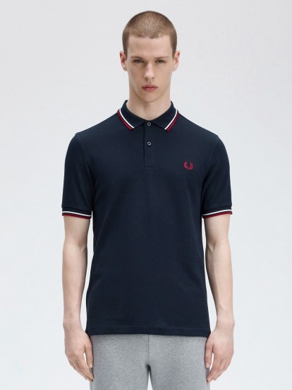 Fred Perry M3600 Twin Tipped Blue and Red Polo Shirt