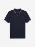 Polo Fred Perry M3600 Twin Tipped Azul e Vermelho
