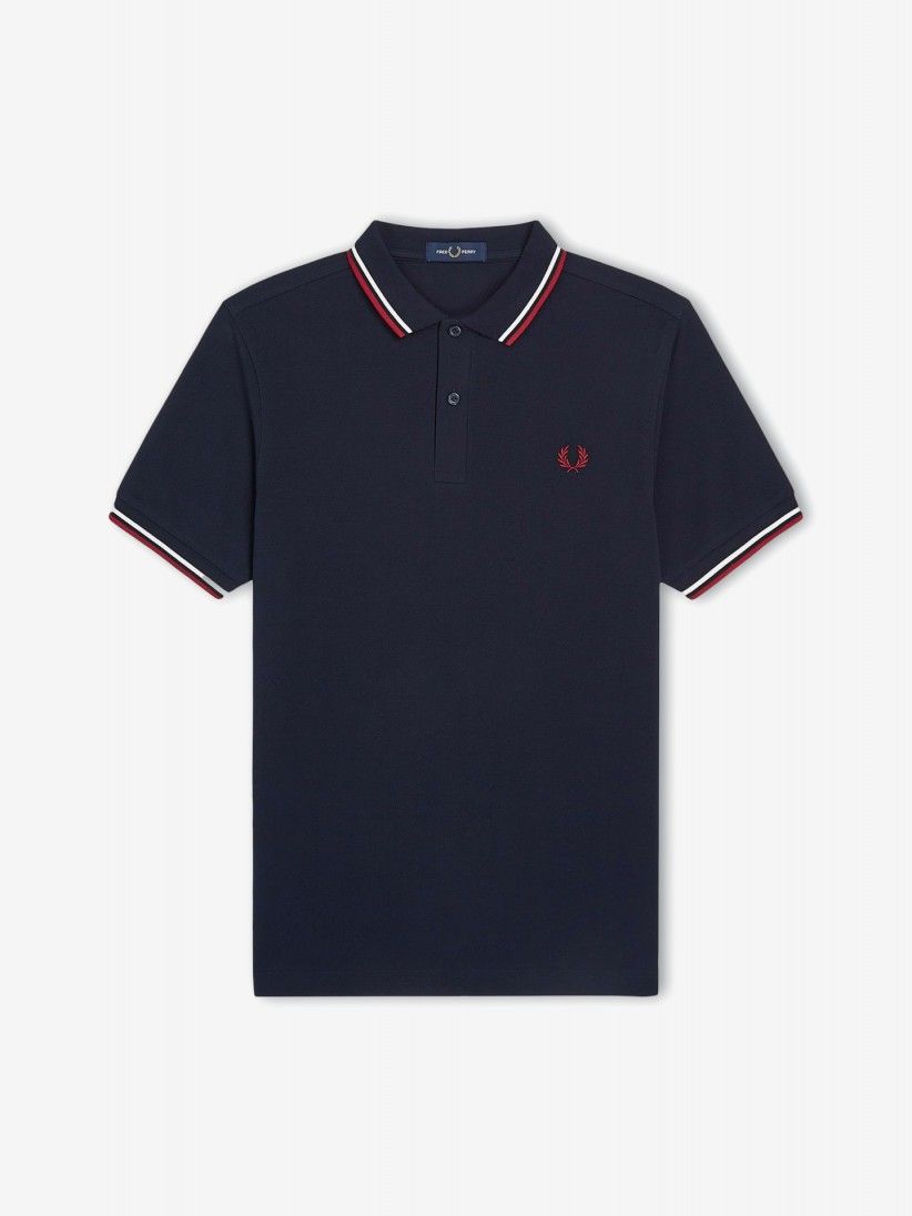 Polo Fred Perry M3600 Twin Tipped Azul e Vermelho