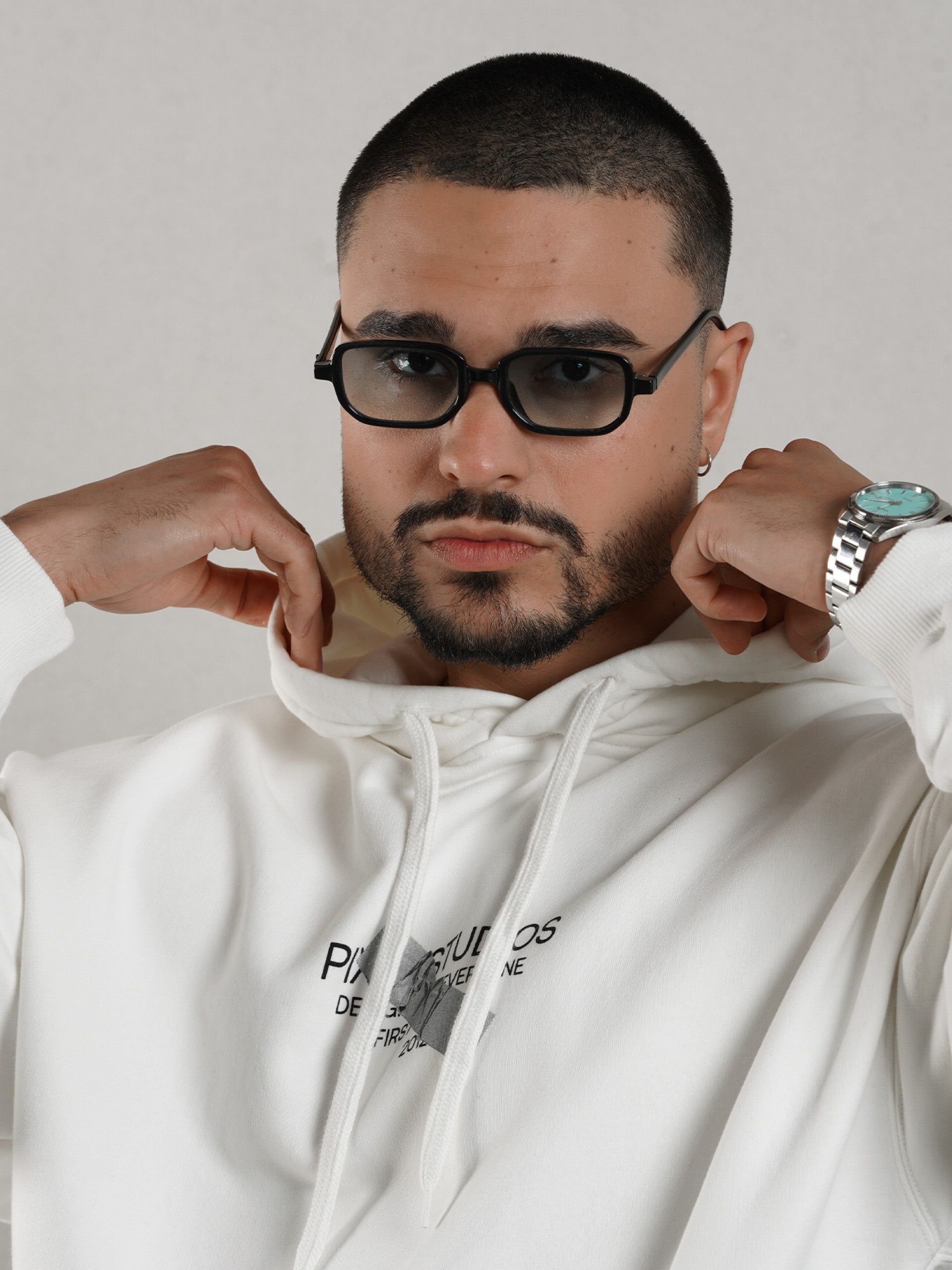 Sudadera con Capucha Pixis The Design Blanca