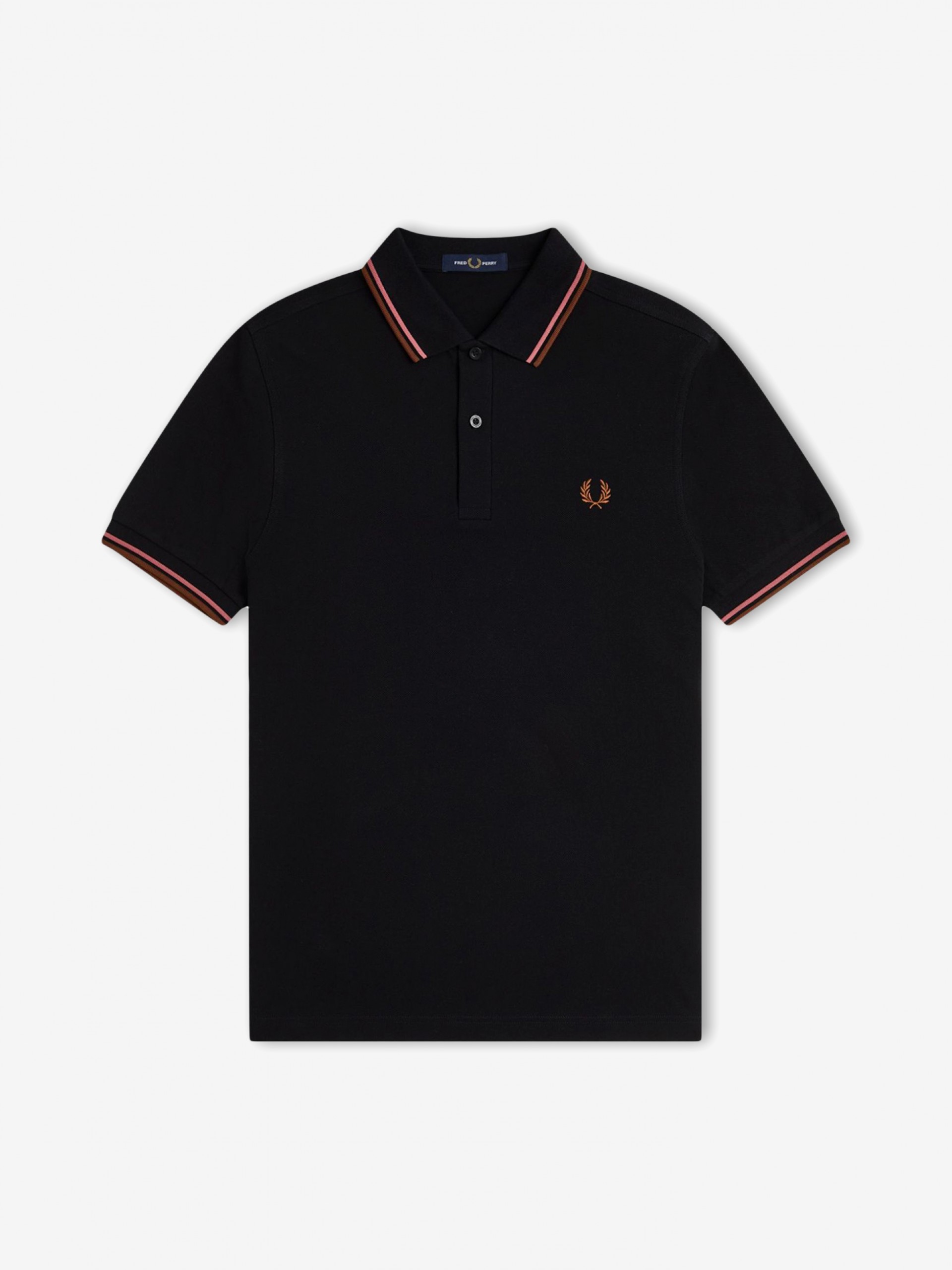 Fred Perry M3600 Twin Tipped Black and Brown Polo Shirt