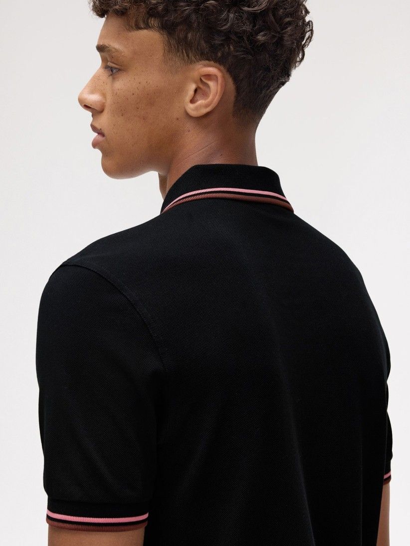Polo Fred Perry M3600 Twin Tipped Preto e Castanho