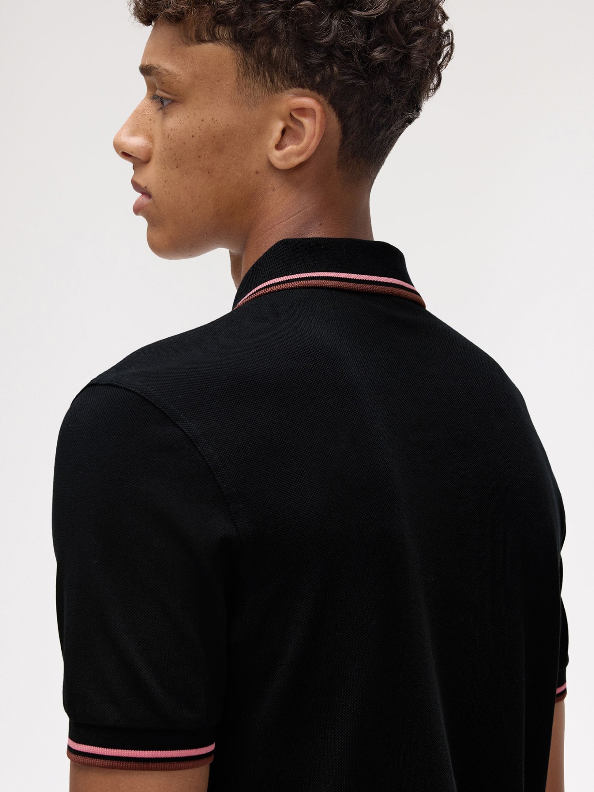 Fred Perry M3600 Twin Tipped Black and Brown Polo Shirt