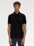 Polo Fred Perry M3600 Twin Tipped Preto e Castanho