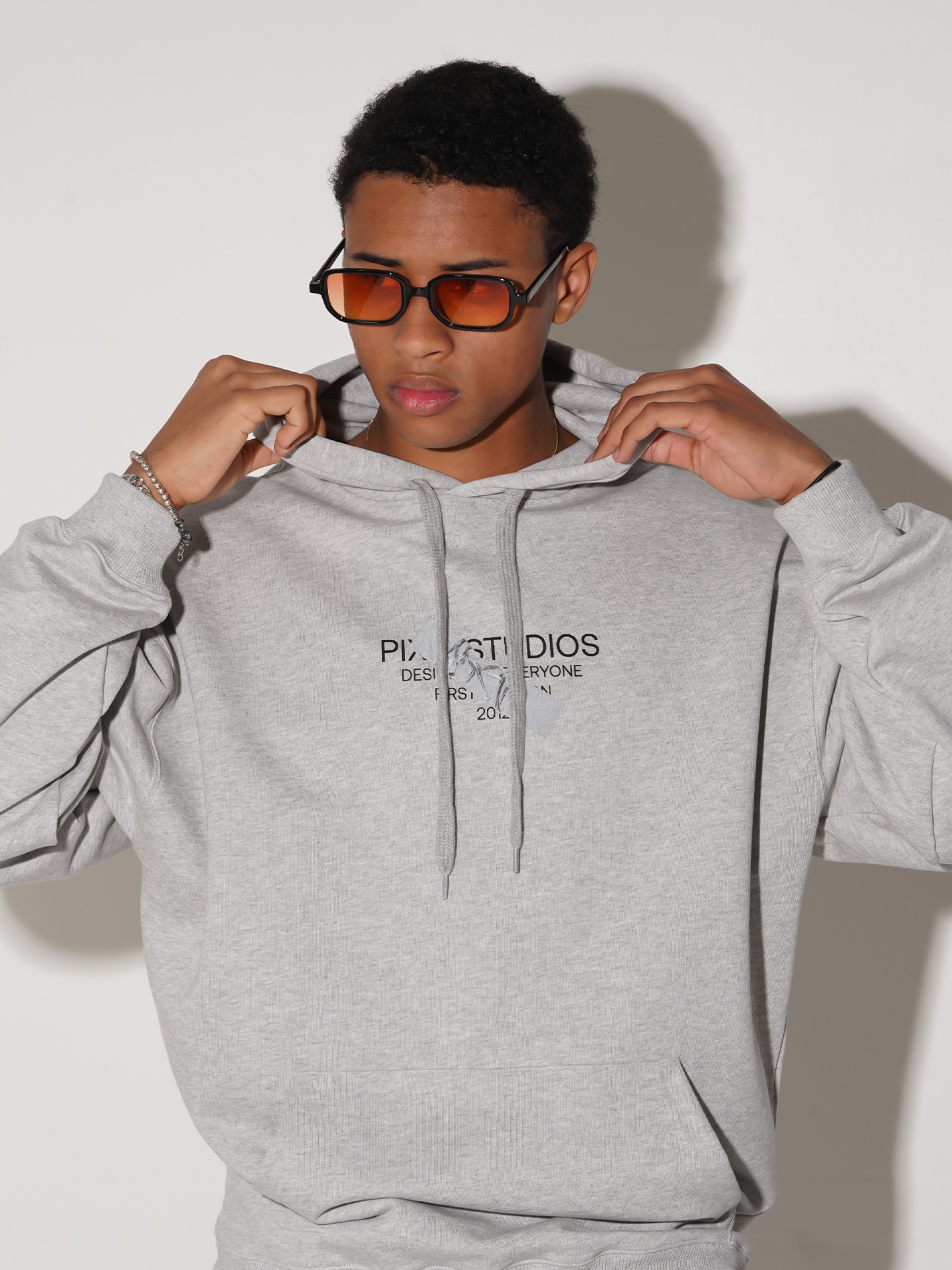 Sudadera con Capucha Pixis The Design Gris