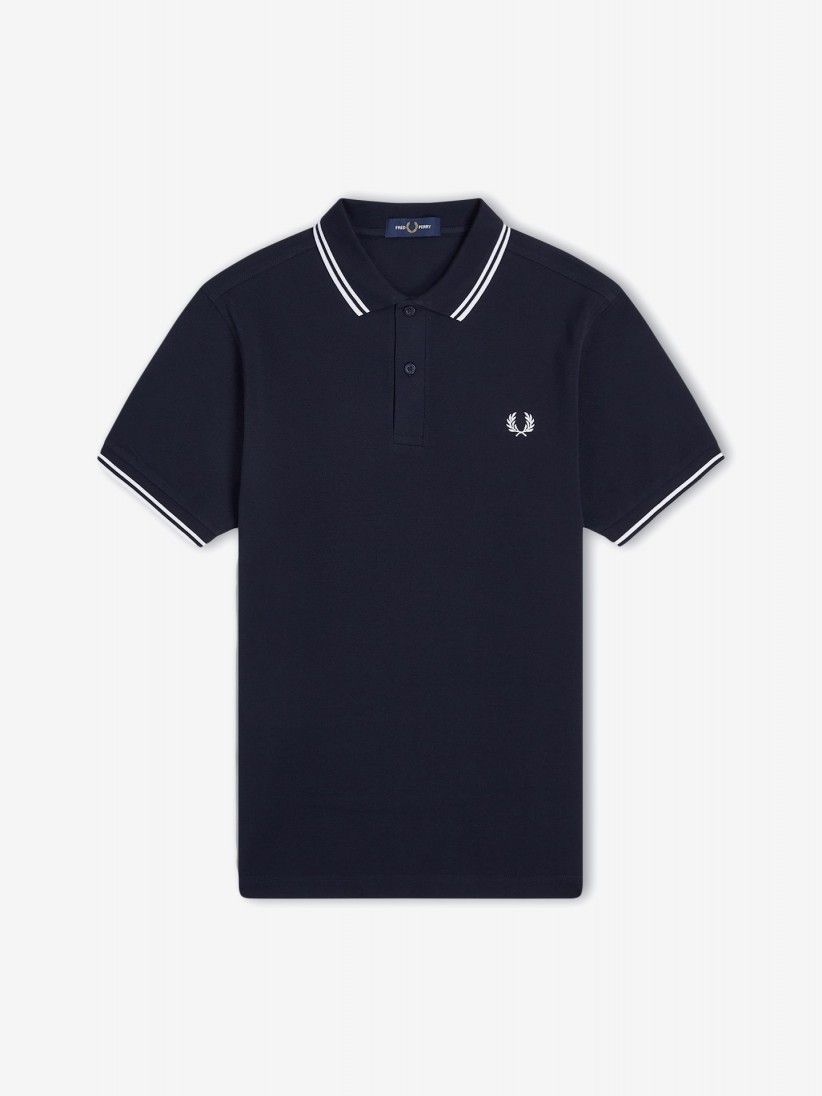 Polo Fred Perry M3600 Twin Tipped Azul e Branco