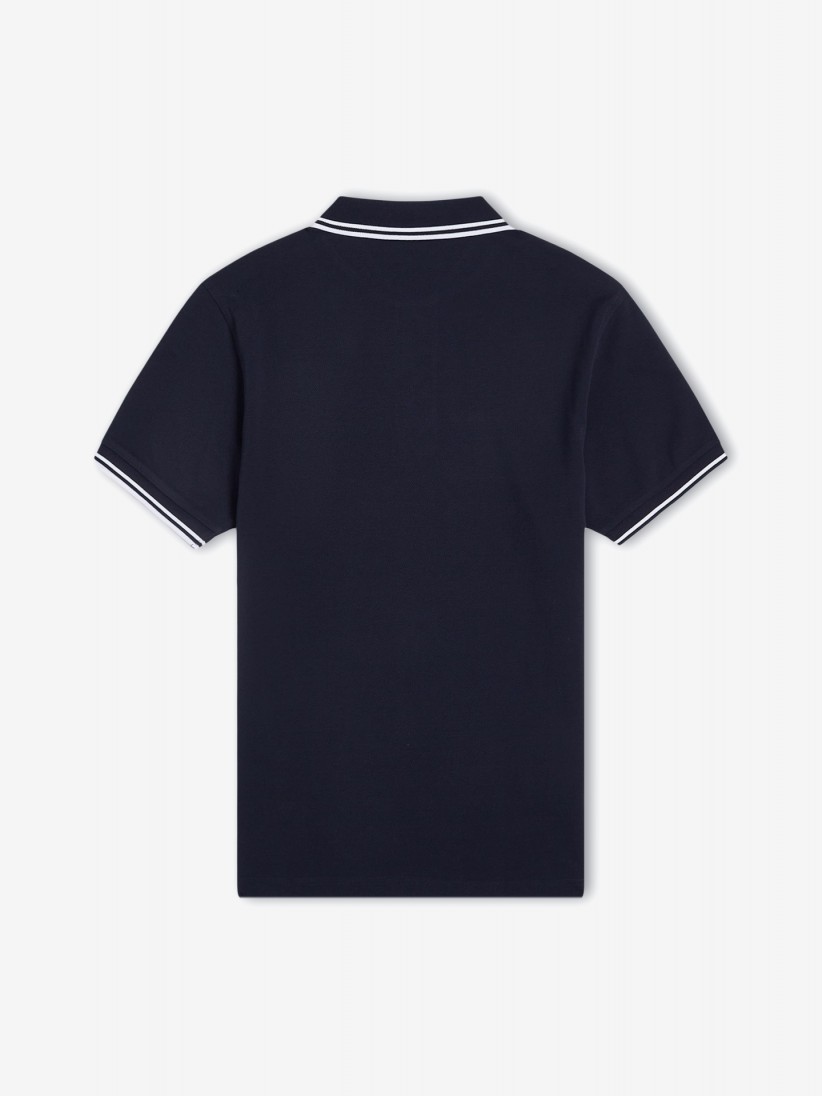 Polo Fred Perry M3600 Twin Tipped Azul e Branco