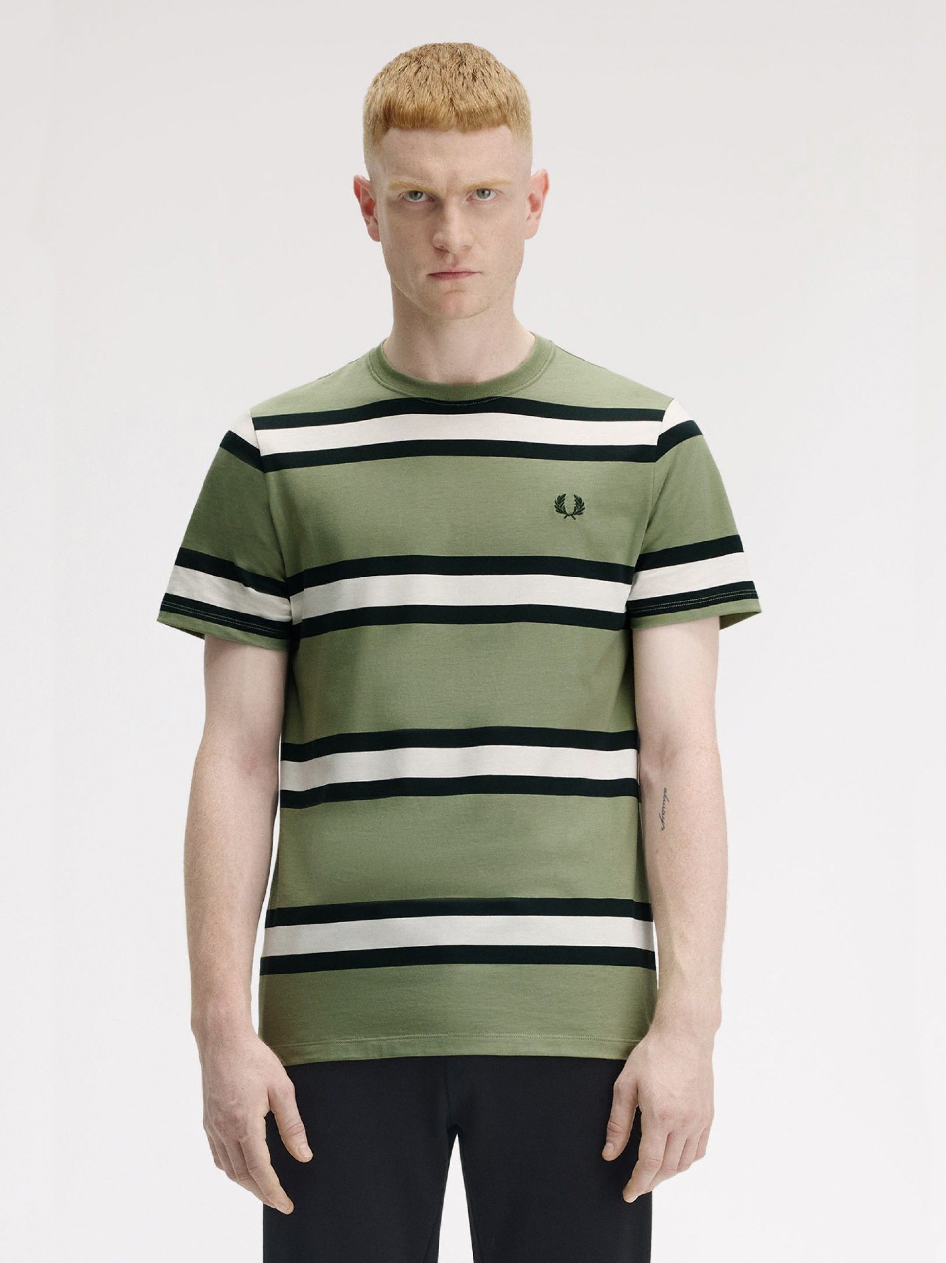 T-shirt Fred Perry Bold Stripe Às Riscas Verde
