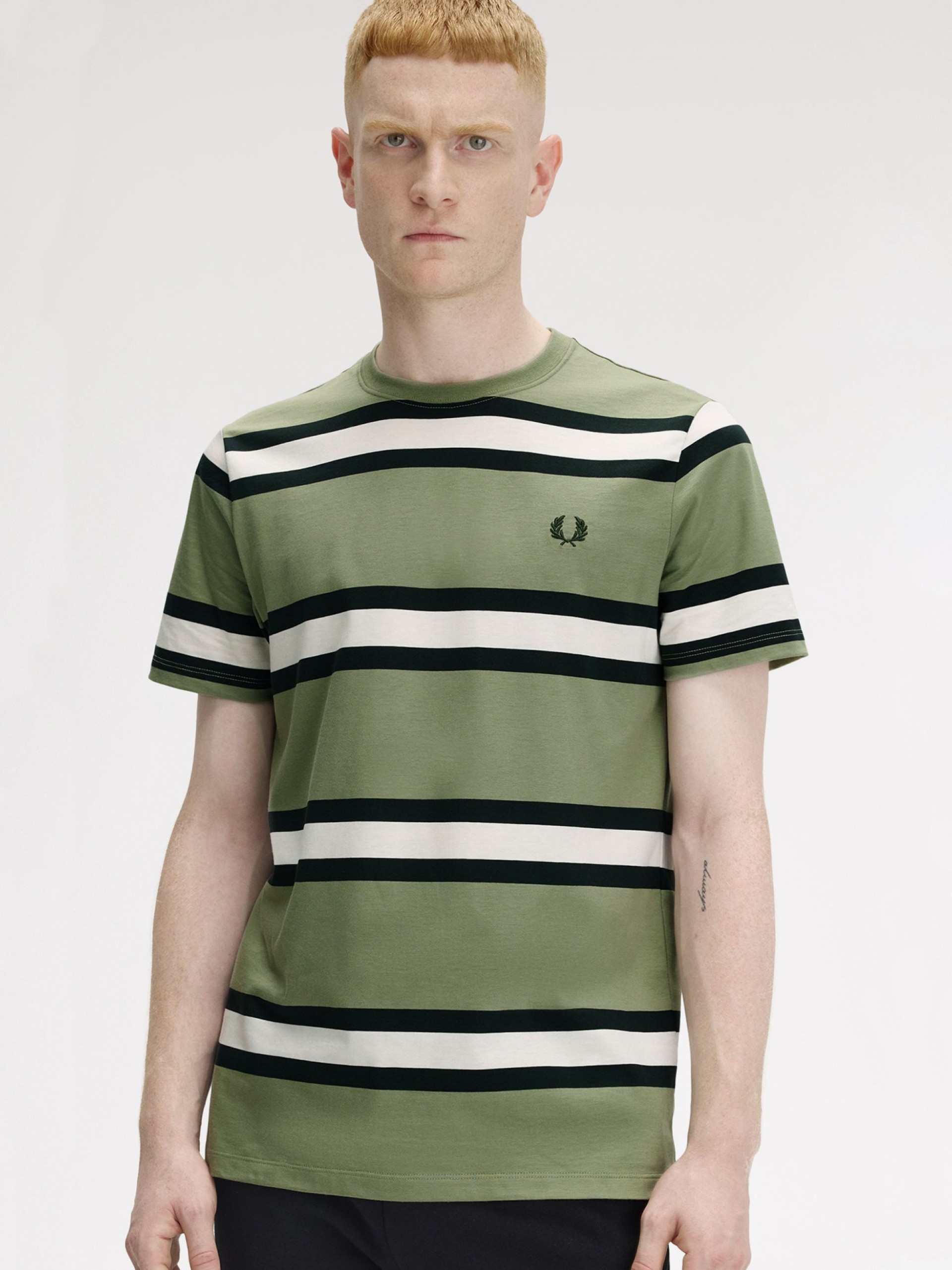 T-shirt Fred Perry Bold Stripe Às Riscas Verde