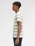 T-shirt Fred Perry Fine Stripe s Riscas Branca e Verde