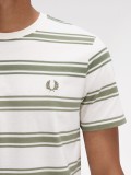 T-shirt Fred Perry Fine Stripe s Riscas Branca e Verde