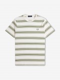 T-shirt Fred Perry Fine Stripe s Riscas Branca e Verde