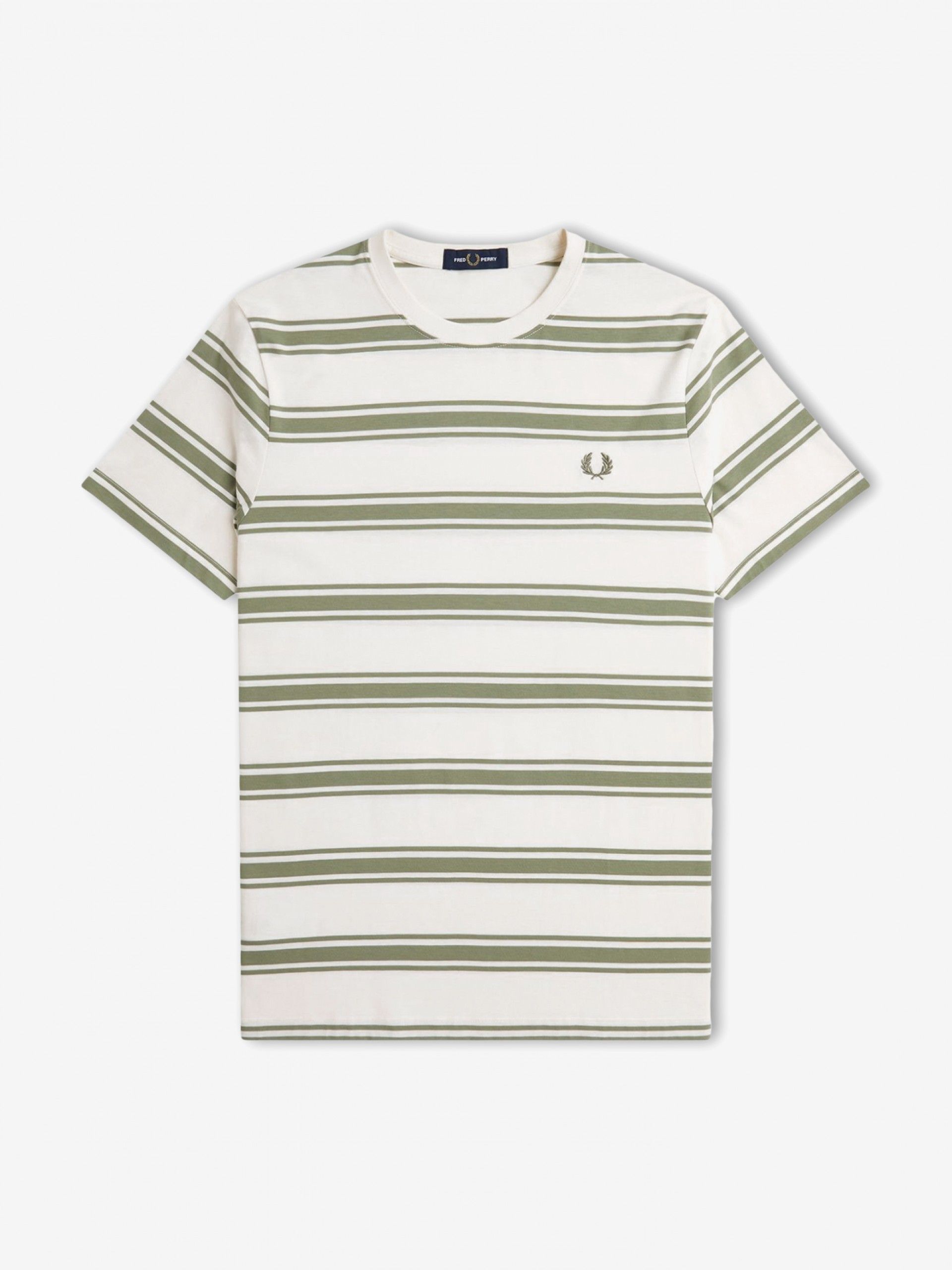 T-shirt Fred Perry Fine Stripe Às Riscas Branca e Verde