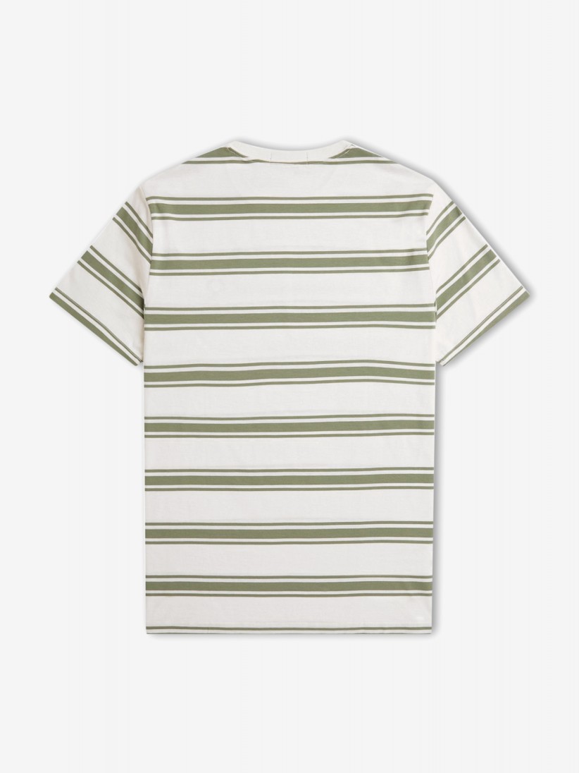 T-shirt Fred Perry Fine Stripe s Riscas Branca e Verde