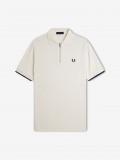 Polo Fred Perry Crepe Piqu Zip Neck Bege