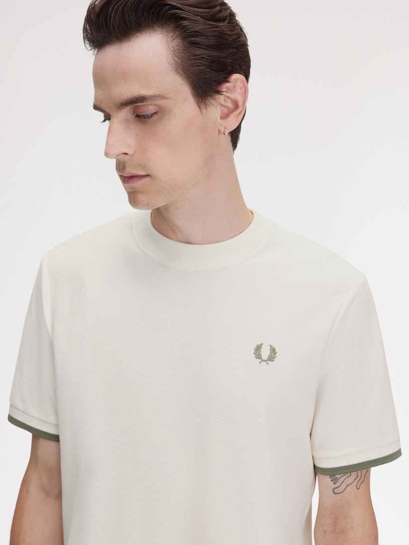 T-shirt Fred Perry Tipped Cuff Branca e Verde