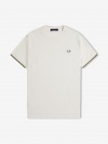 T-shirt Fred Perry Tipped Cuff Branca e Verde