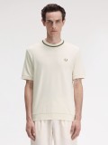 T-shirt Fred Perry Crew Neck Piqu Bege e Verde