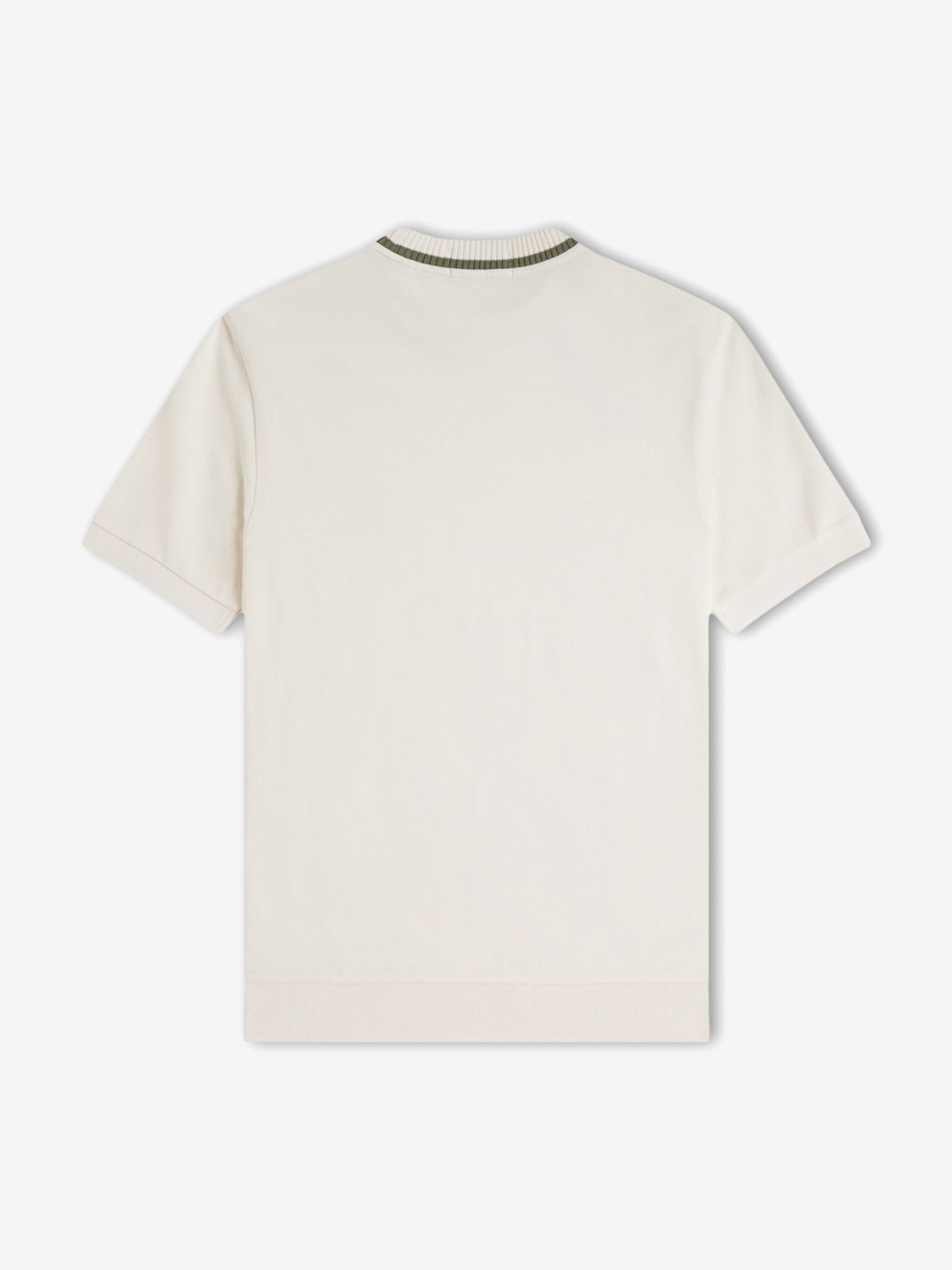 Camiseta Fred Perry Crew Neck Piqué Beige y Verde