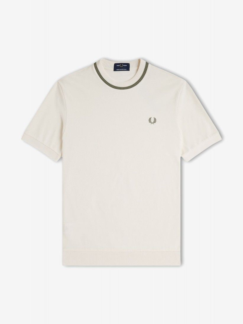 T-shirt Fred Perry Crew Neck Piqu Bege e Verde