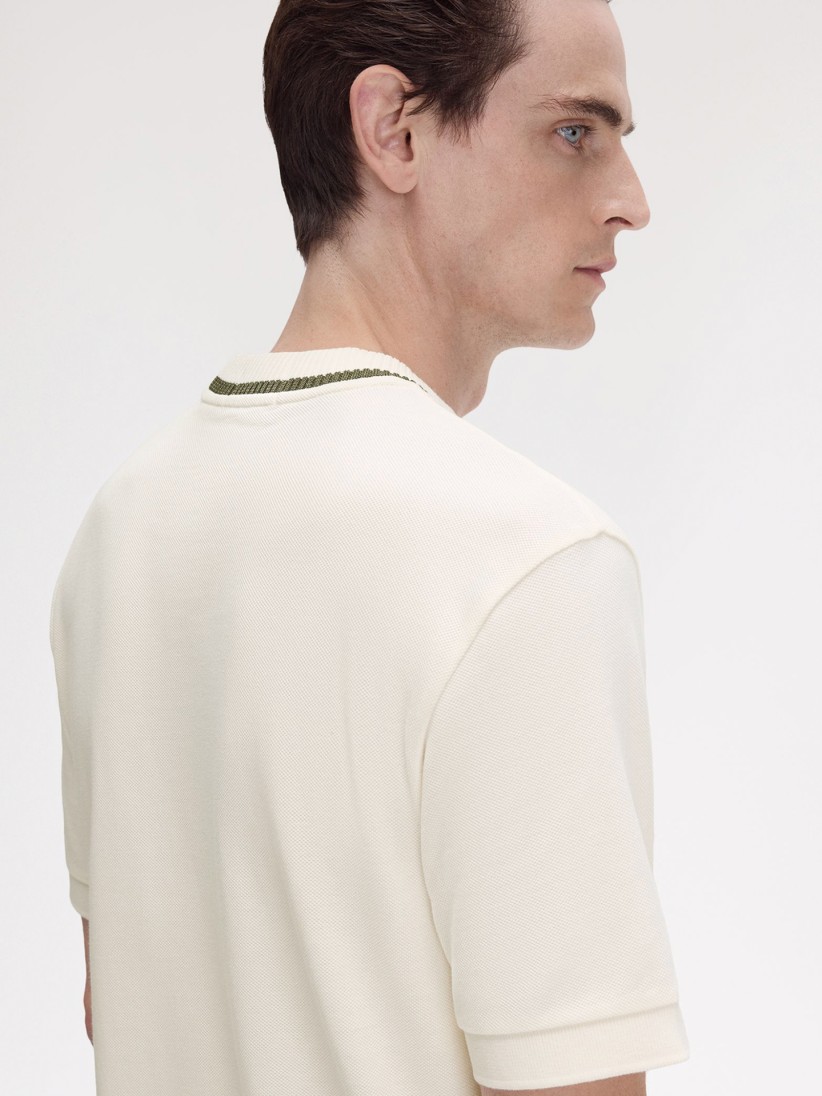 T-shirt Fred Perry Crew Neck Piqu Bege e Verde