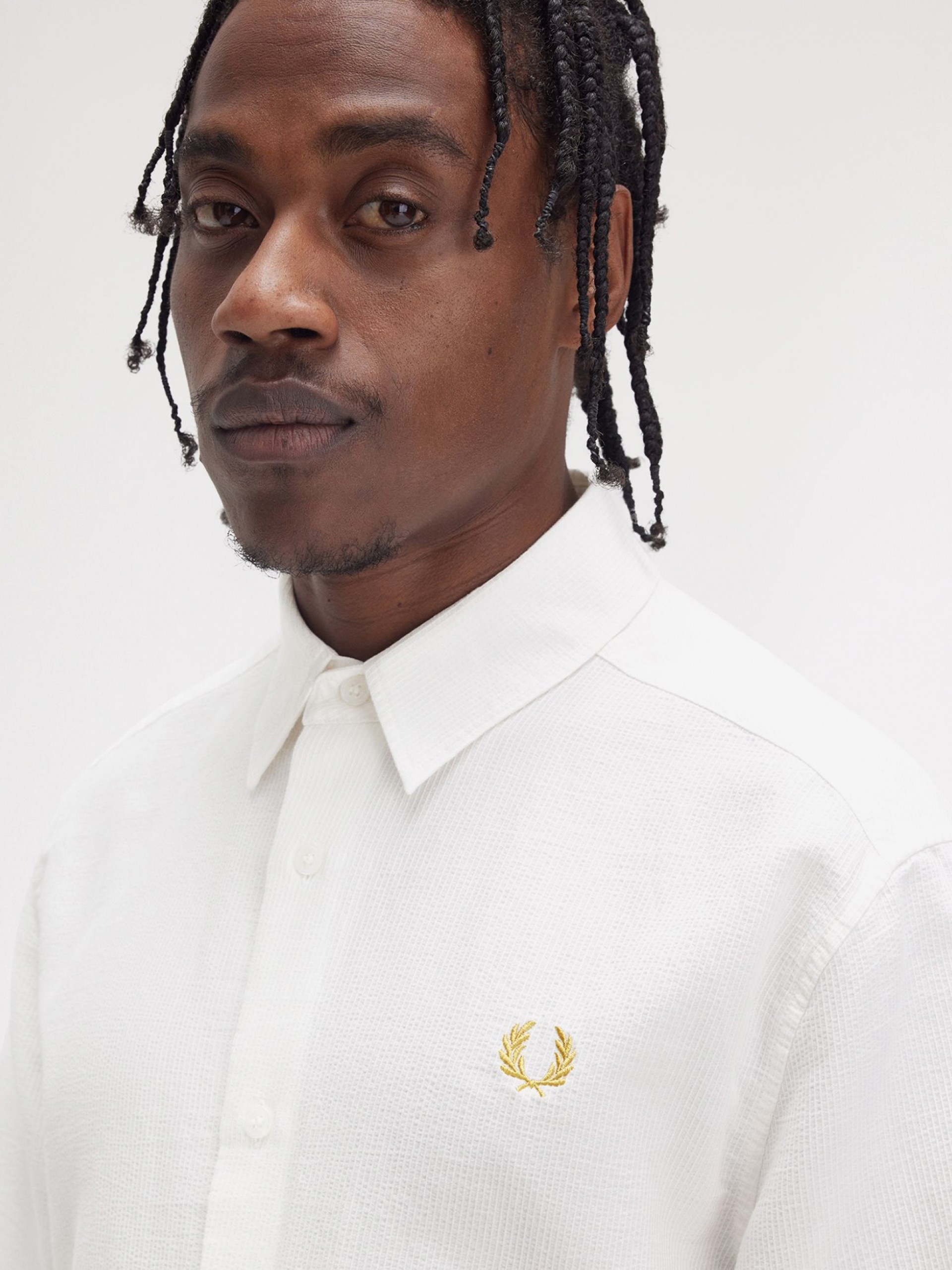 Camisa Fred Perry Textured Seersucker Branca