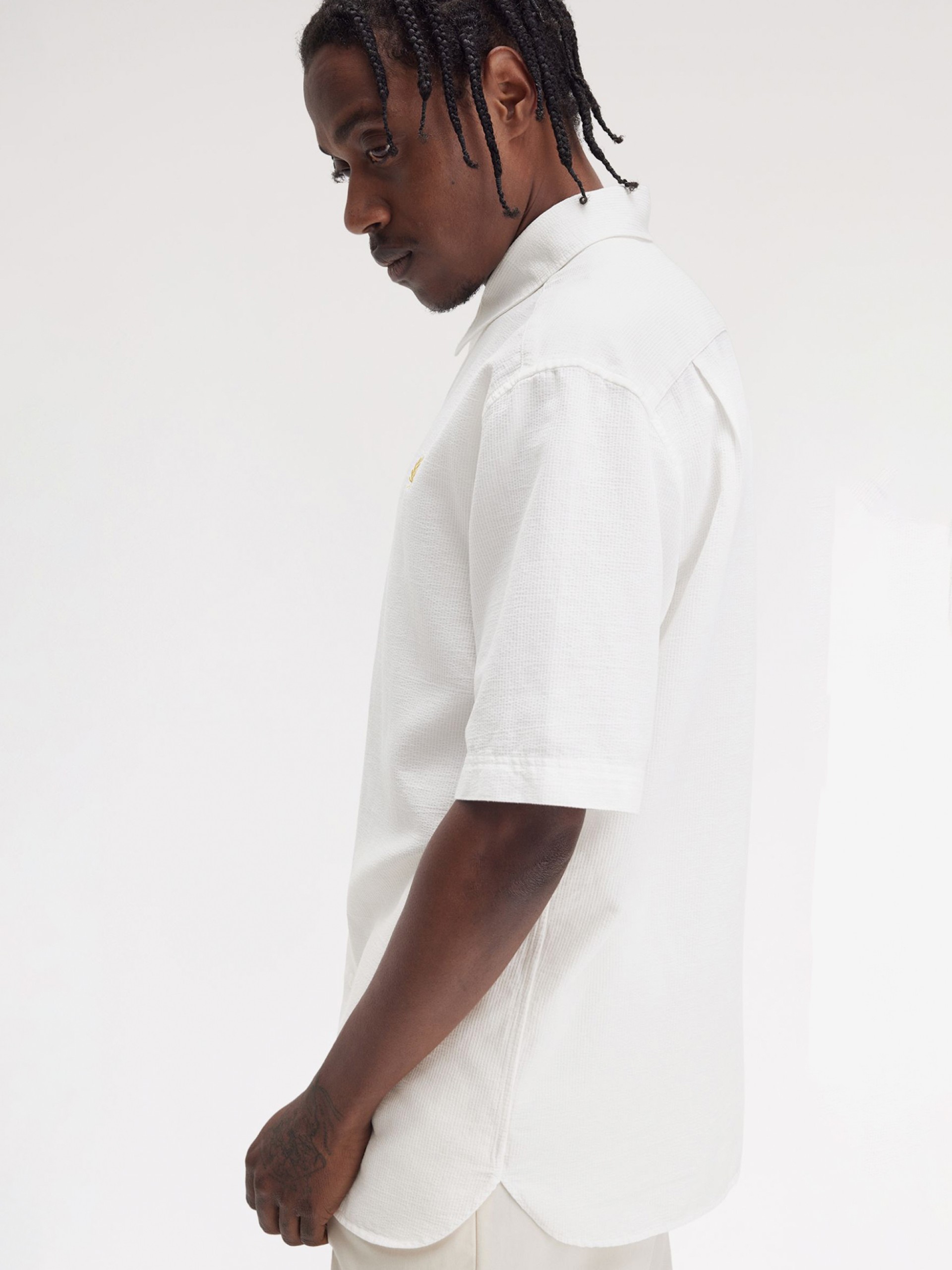 Camisa Fred Perry Textured Seersucker Branca