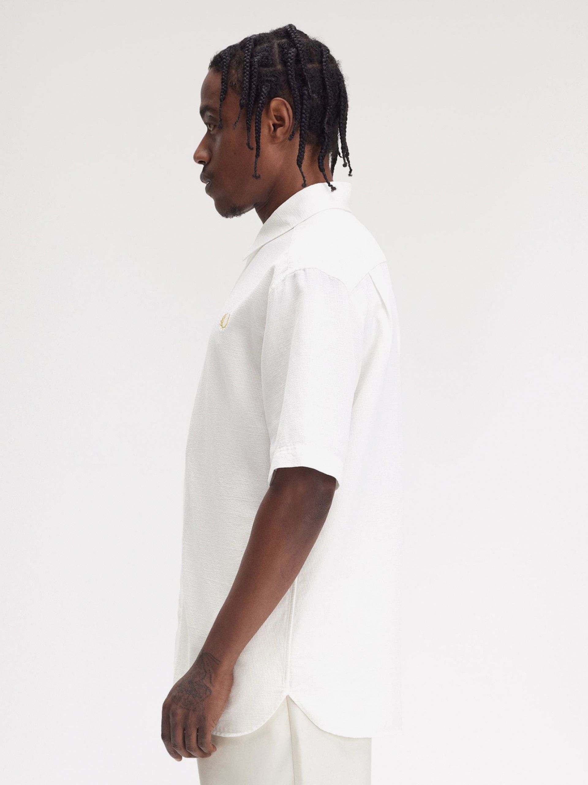 Camisa Fred Perry Textured Seersucker Branca