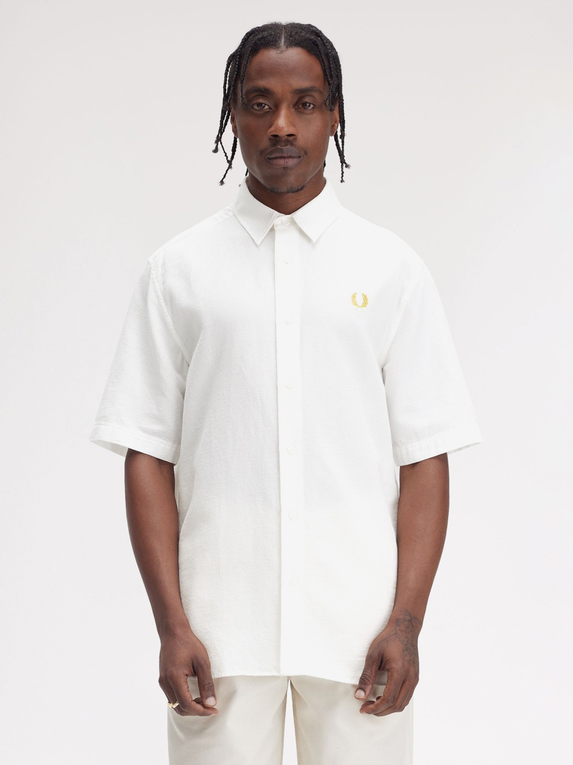 Camisa Fred Perry Textured Seersucker Branca