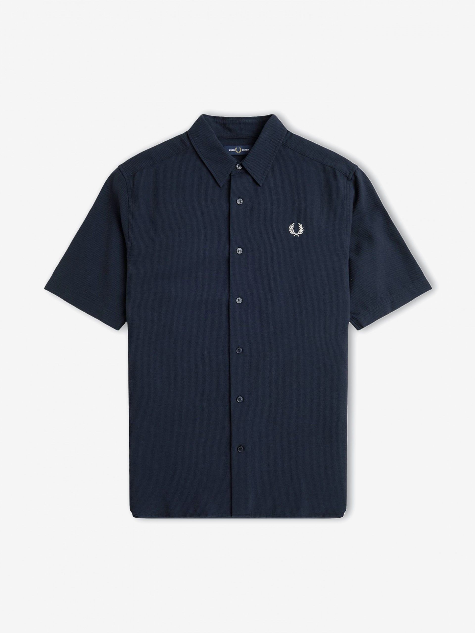 Camisa Fred Perry Textured Seersucker Azul