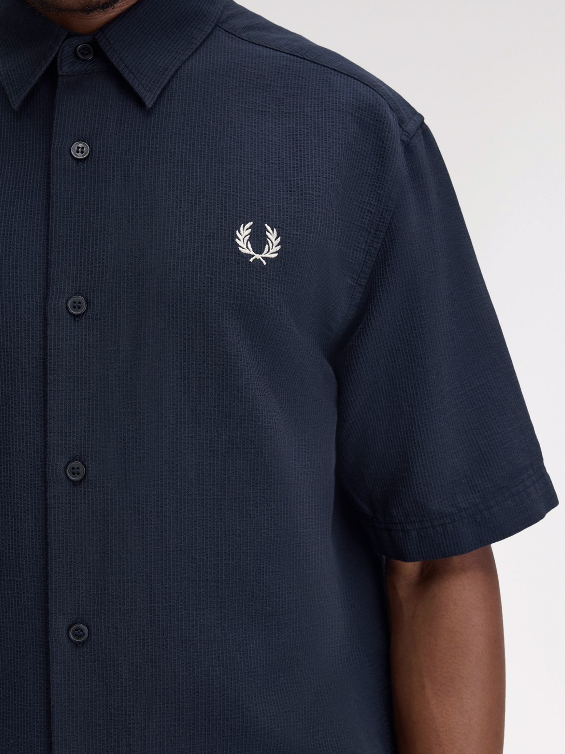 Camisa Fred Perry Textured Seersucker Azul