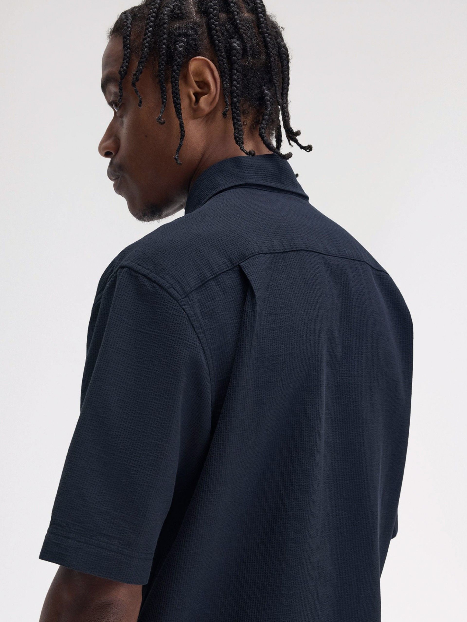 Camisa Fred Perry Textured Seersucker Azul