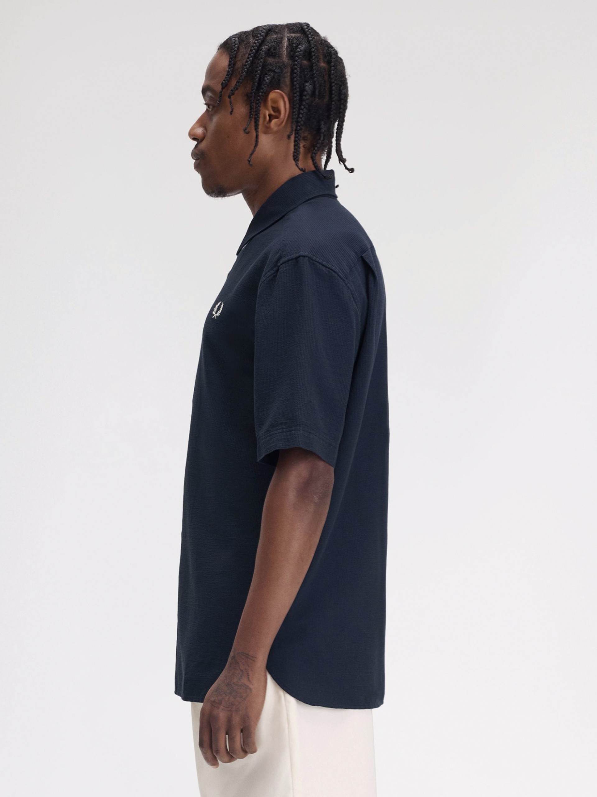 Camisa Fred Perry Textured Seersucker Azul