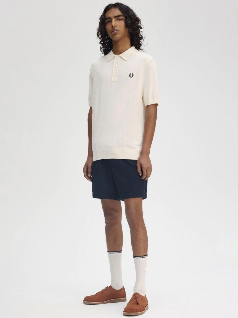 Fred Perry Cotton Knitted Beige Polo Shirt