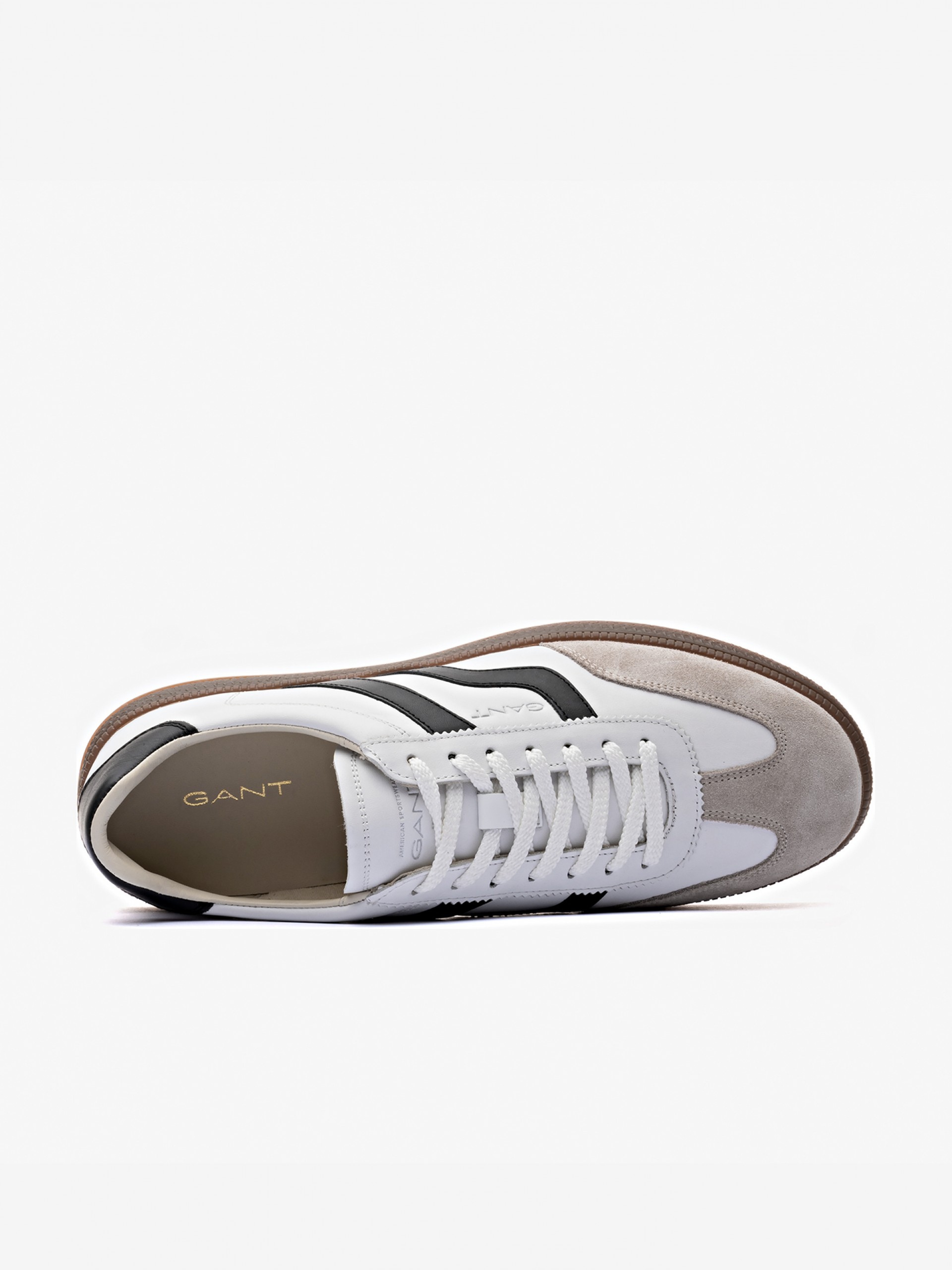 Sapatilhas Gant Cuzmo Brancas e Pretas Em Pele e Camurça