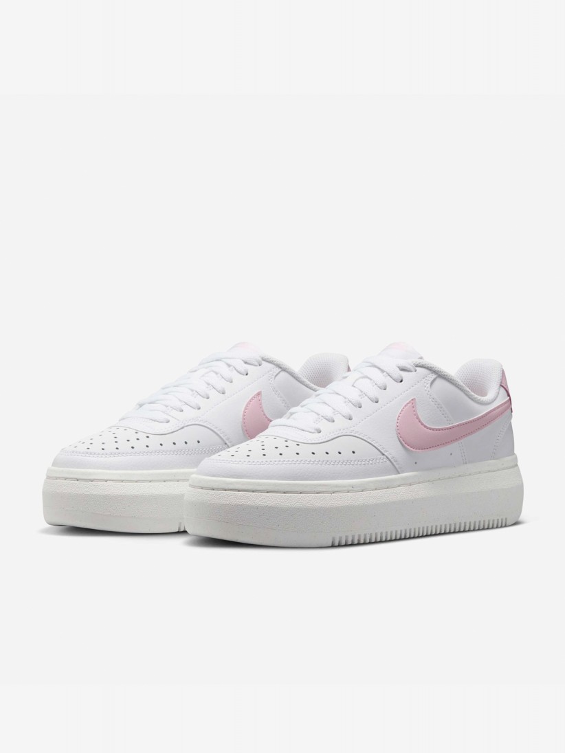Nike Court Vision Alta White and Pink Sneakers For Women