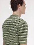 Polo Fred Perry Boucl Ribbed Knitted s Riscas Verde