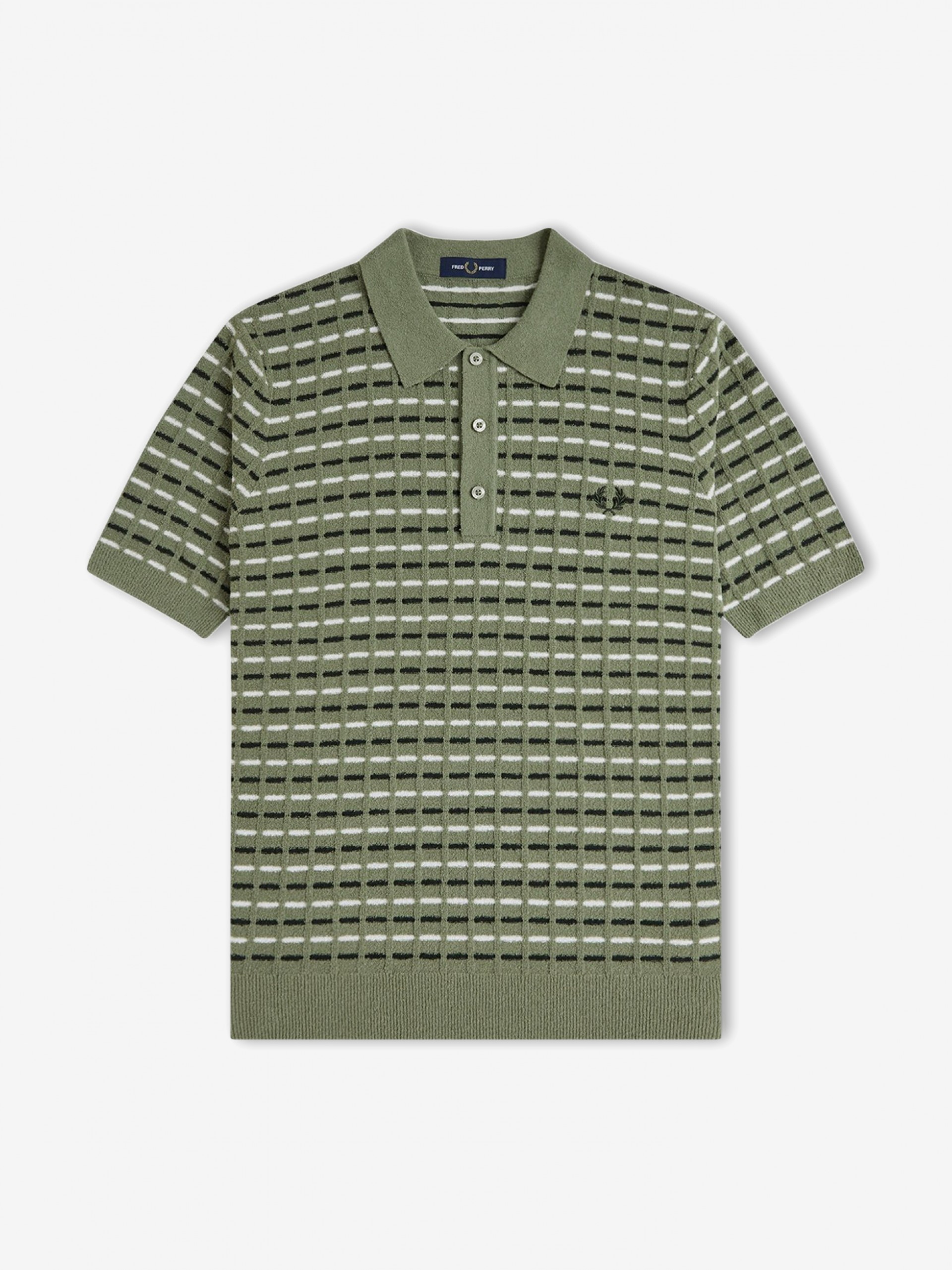 Polo Fred Perry Bouclé Ribbed Knitted De Rayas Verde