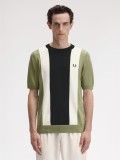 T-shirt Fred Perry Vertical Knitted s Riscas Verde