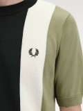 T-shirt Fred Perry Vertical Knitted s Riscas Verde