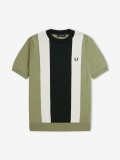 T-shirt Fred Perry Vertical Knitted s Riscas Verde