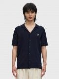 Camisa Polo Fred Perry Revere Collar Knitted Azul Marinho