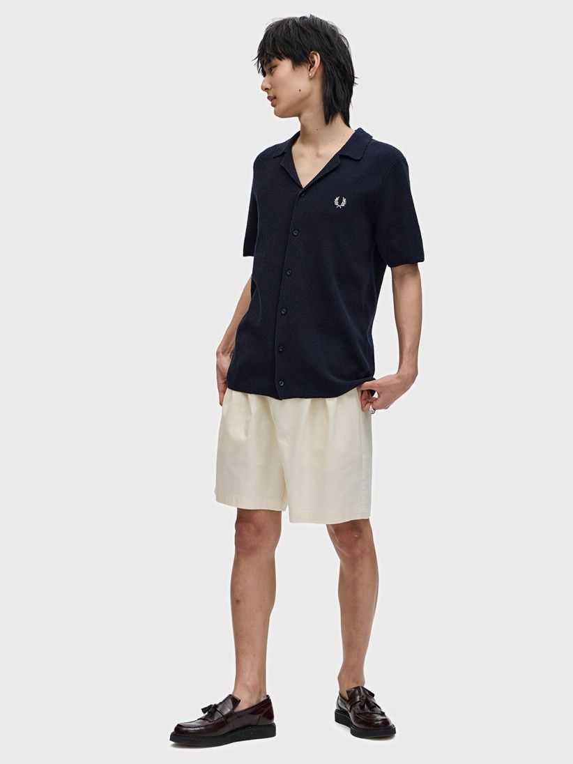 Camisa Polo Fred Perry Revere Collar Knitted Azul Marinho