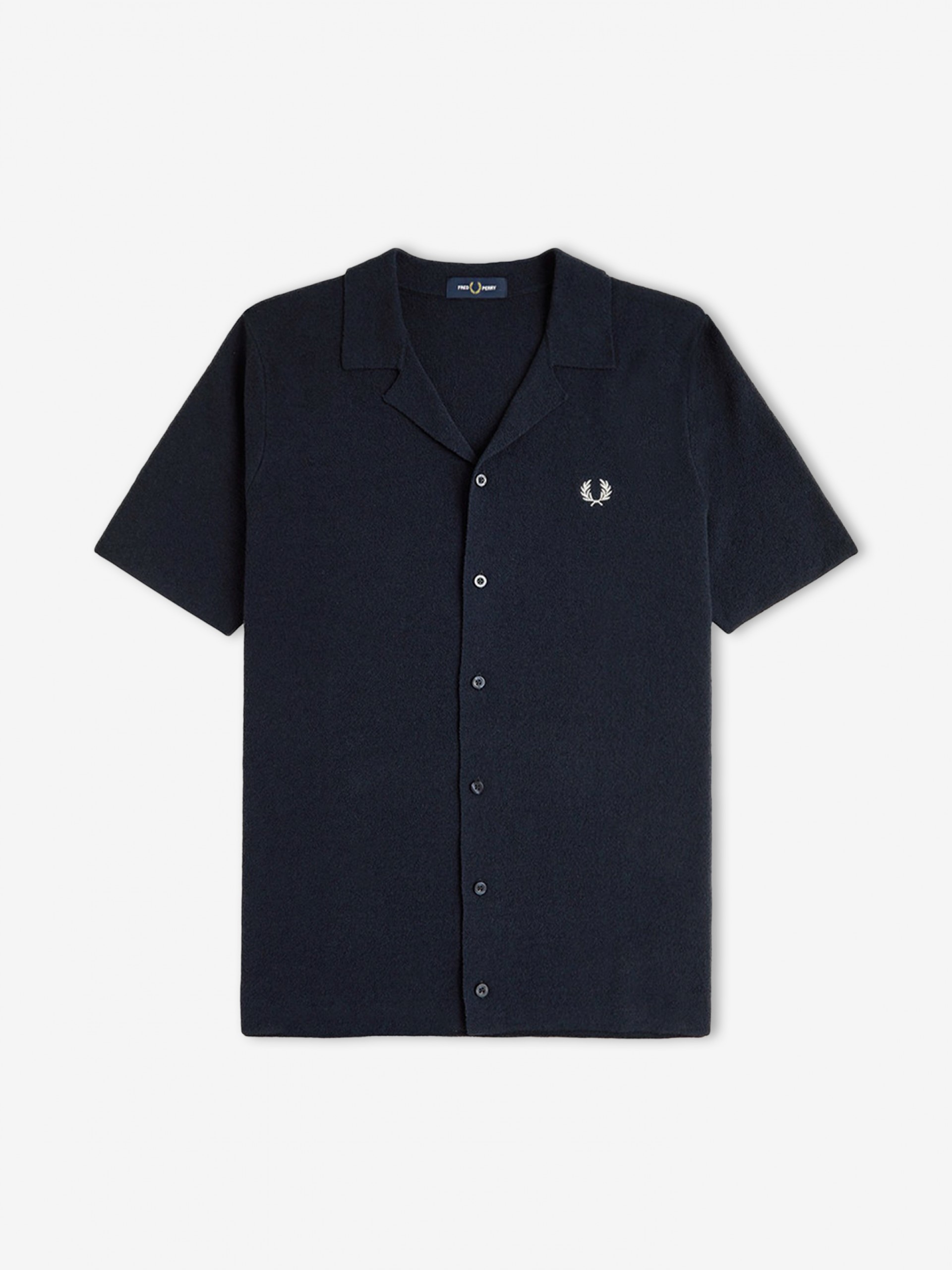 Fred Perry Revere Collar Knitted Navy Blue Polo Shirt