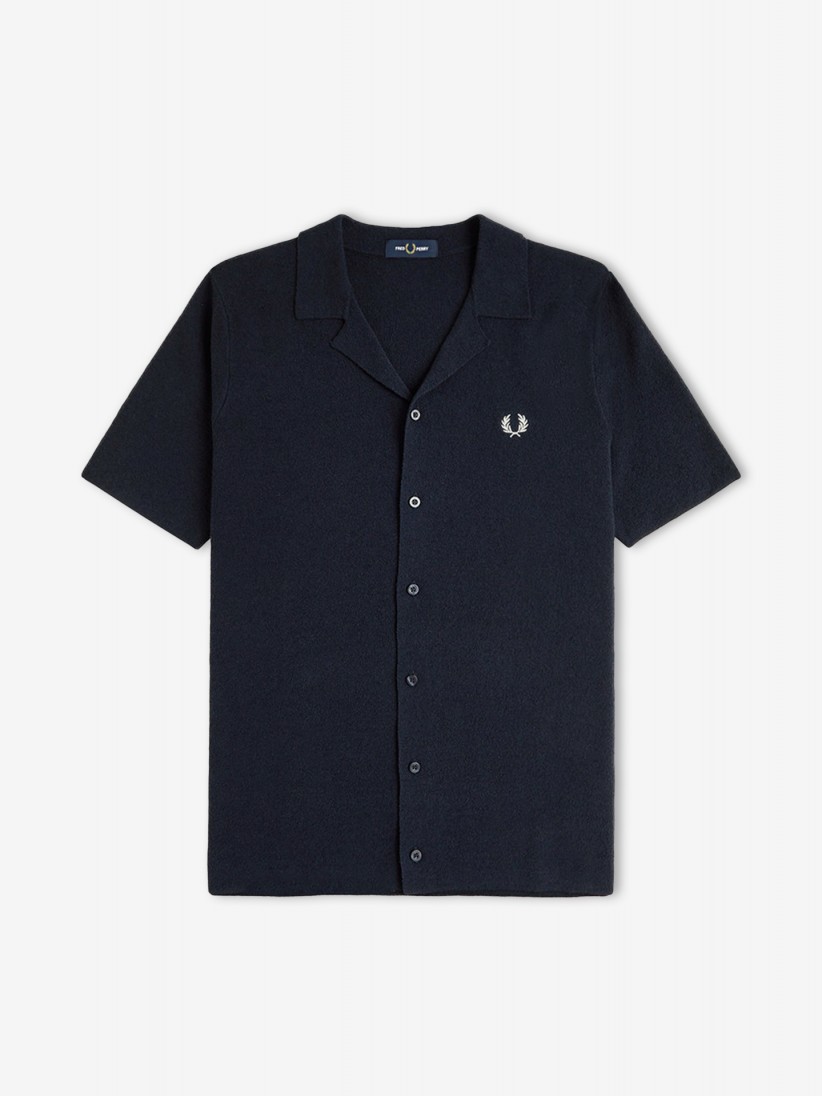 Camisa Polo Fred Perry Revere Collar Knitted Azul Marinho