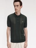 Polo Fred Perry Pointelle Panel Knitted Verde